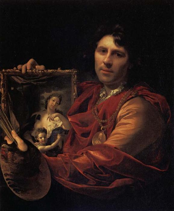 Adriaen van der werff Self-Portrait with a Portrait of his Wife,Margaretha van Rees,and their Daughter,Maria Sweden oil painting art
